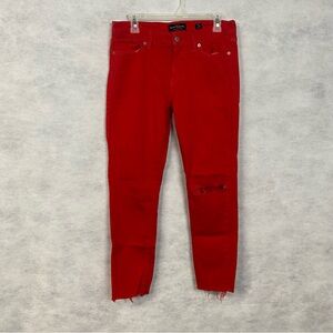 Lucky Brand Jeans Women’s 10/30 R Red Stella Skinny Distressed Stretch M…